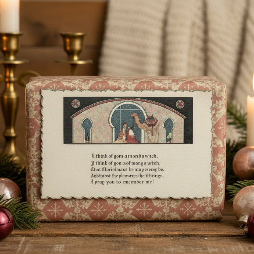 1927 A Moorish Christmas Remembrance Vintage Holiday Postcard.