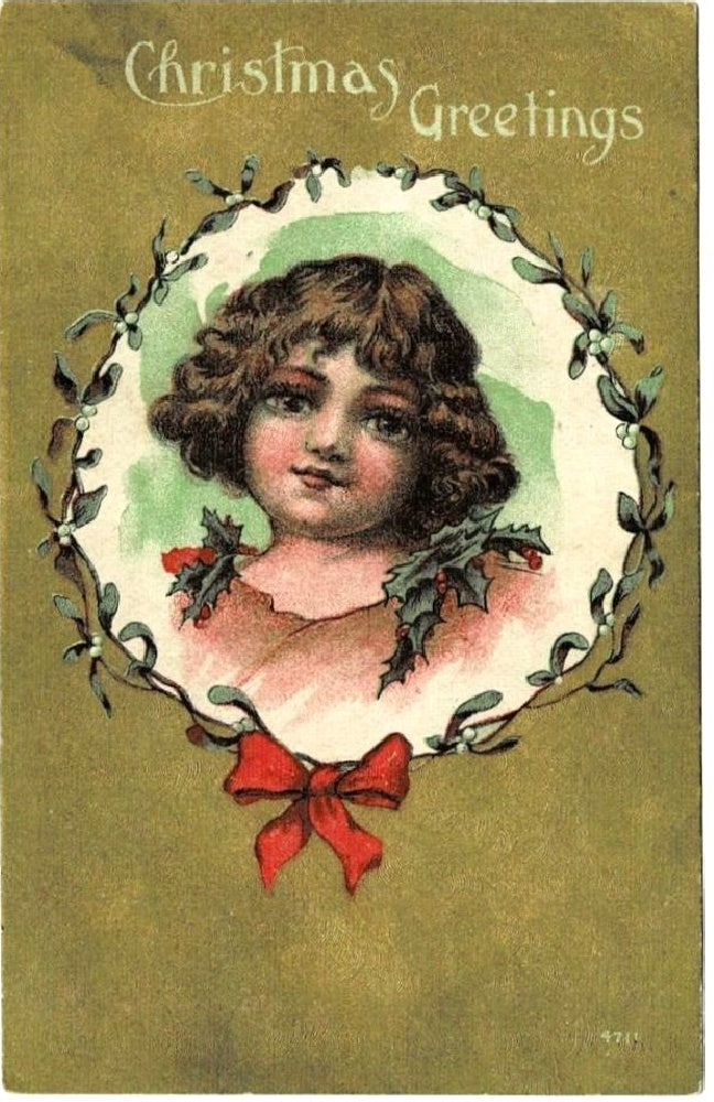 1912 Exquisite Gilded Age Christmas Greetings Vintage Postcard