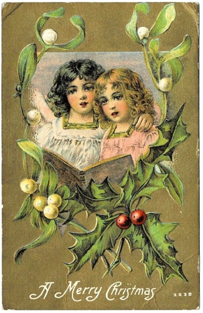 1914 Singing Angels Vintage Christmas Postcard