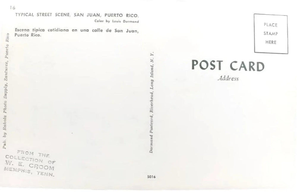 Vintage postcard back.