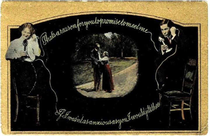 1910 Long Distance Lovers Romance Postcard.