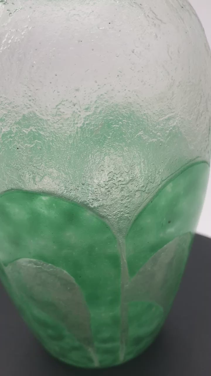 Close-up video of 1920 Degué Art Deco Table Vase on a white background.