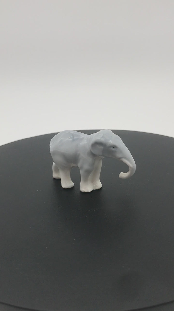 1930s Miniature Porcelain Elephant Figurine (1 1/2 Inches)