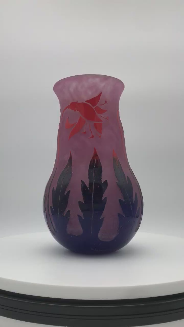 1925-1930 Degué Fuchsia Vase - France (9 Inches)