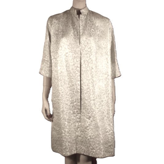 1960s Vintage Silver Brocade White Wedding Dressy Coat