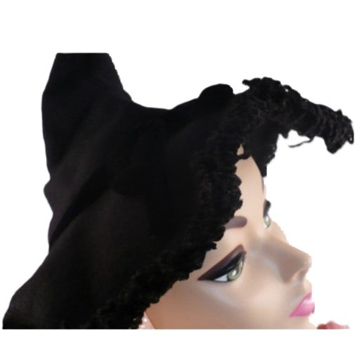 1930s Vintage Black Volcano Crown Hat