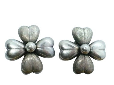 1960s Vintage Silver Modernist Earrings Industria Argentina