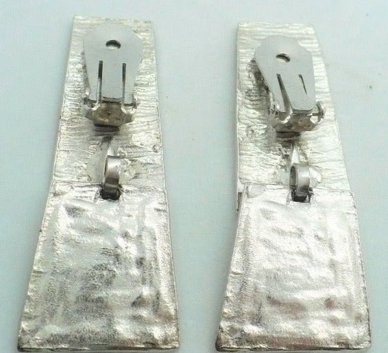 1960s Vintage Big Silver Brutalist Earrings