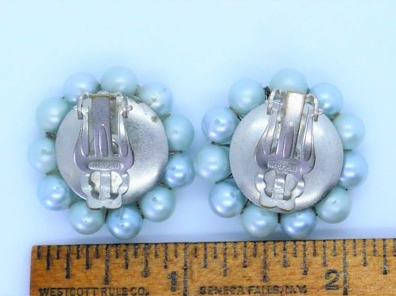 1950s Vintage Blue Confetti Lucite Rockabilly Earrings
