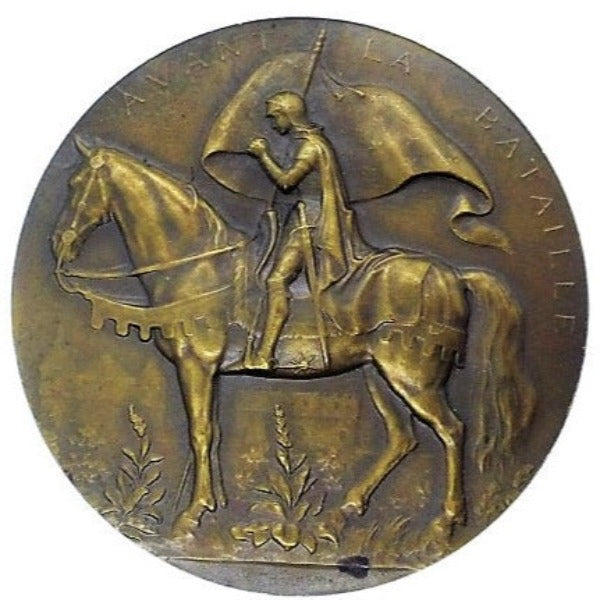 1899 France Joan of Arc Before Battle Medal Plaque Mouchon Exonumia