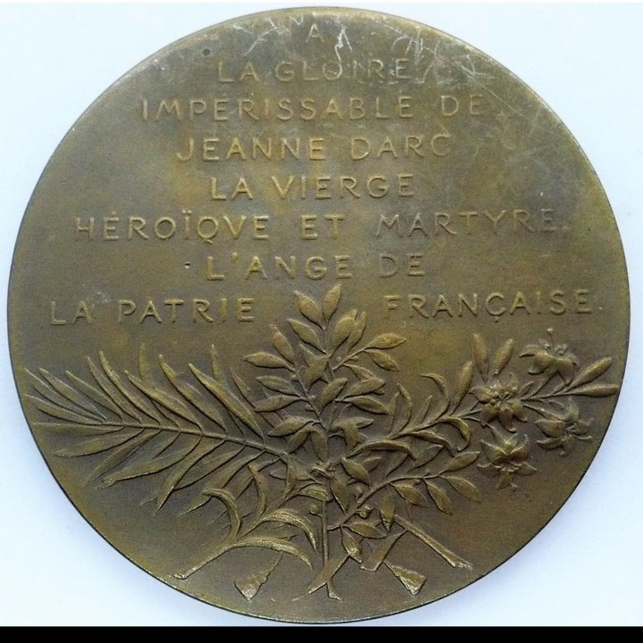 1899 France Joan of Arc Before Battle Medal Plaque Mouchon Exonumia