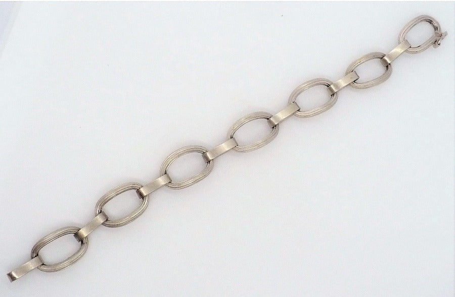 1960s Vintage Sterling Silver Bold Artisan Link Bracelet