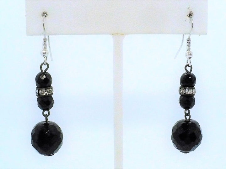 1950s Vintage Black Czech Glass Dangling Earrings