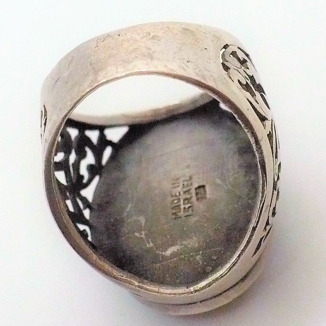 1970s Vintage Tiger Eye Signet Ring Made In Israel Size 8.75