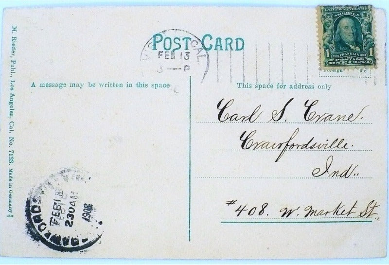 1908 Washington Grammar School Visalia California Vintage Postcard