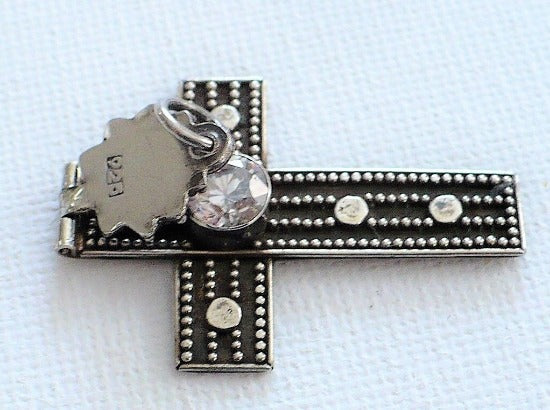 1980s Vintage Sterling Silver Charnière Cross Pendant
