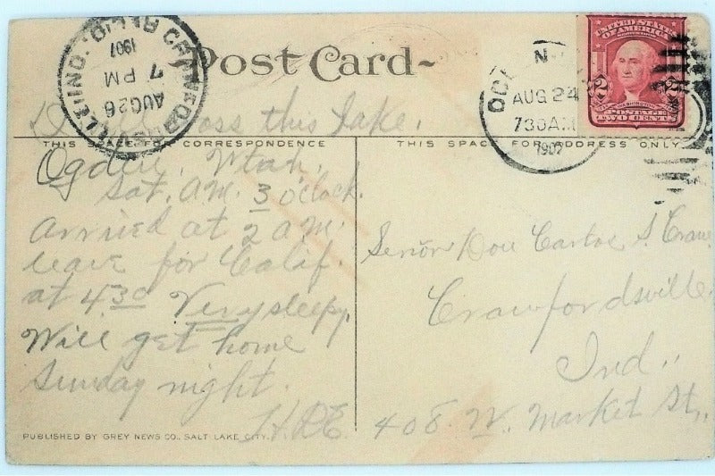 1907 Lucin Cutoff Southern Pacific RR Ogden Utah Vintage Postcard