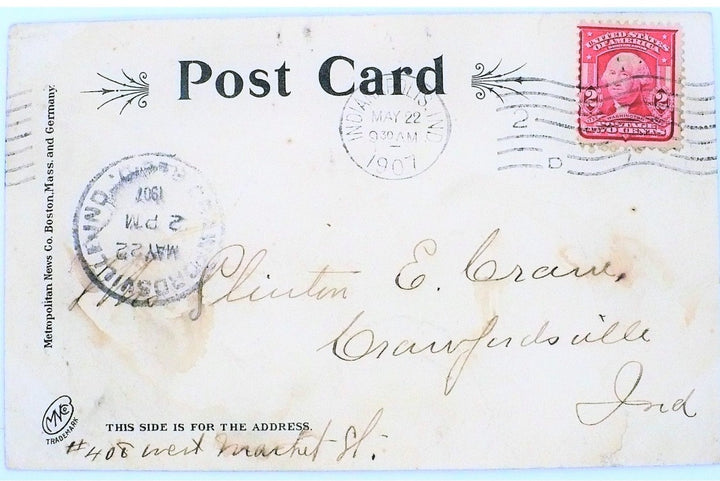 1907 Claypool Hotel Indianapolis Indiana Vintage Postcard