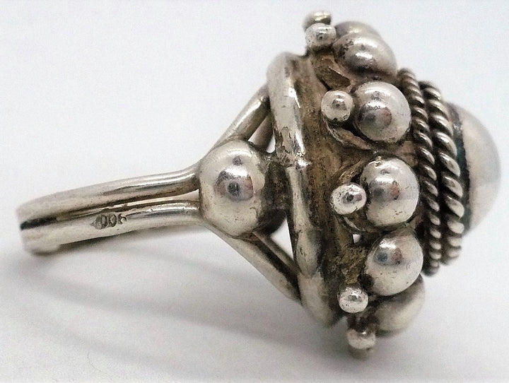 1960s Vintage Silver Etruscan Revival Ring Size 7