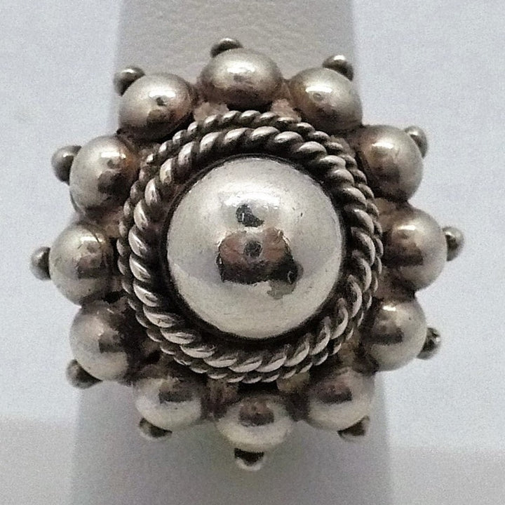 1960s Vintage Silver Etruscan Revival Ring Size 7