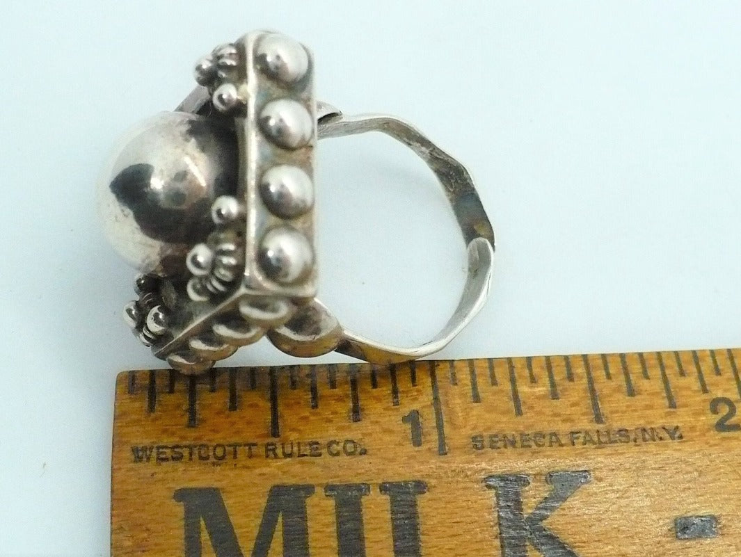 1960s Vintage Silver Gypsy Statement Ring Size 8.5
