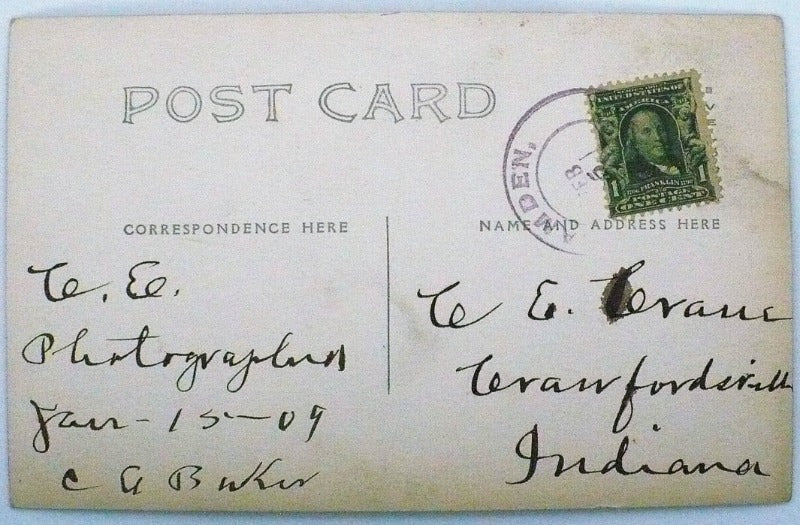 1909 Undertaker Camden Indiana Vintage PostcardRPPC