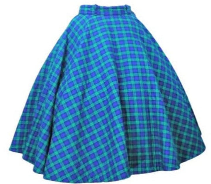 1950s Vintage Plaid Winter Circle Skirt