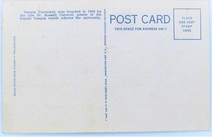 1939 Conwell Hall Temple University Philadelphia Pennsylvania Vintage Postcard