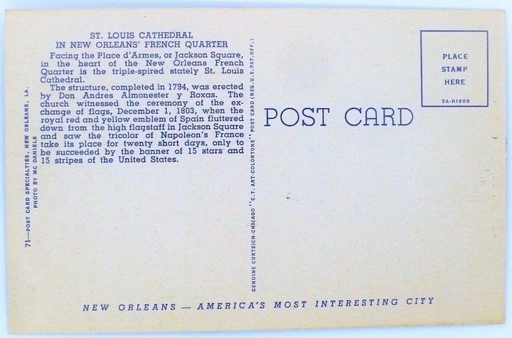 1939 St. Louis Cathedral New Orleans Louisiana Vintage Postcard