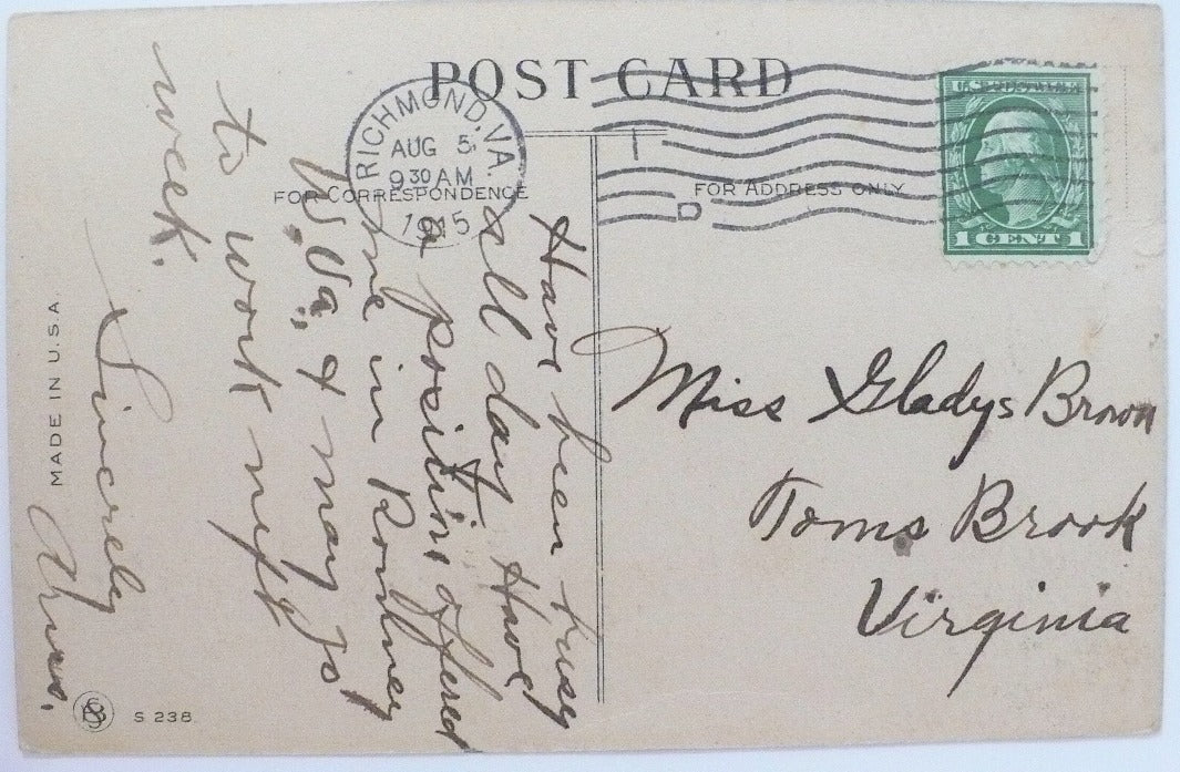 1915 Stamp Your Male Vintage Kissing Postcard