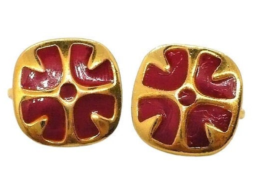1980s Vintage Givenchy Regal Red Earrings